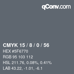 颜色代码: CMYK 15 / 8 / 0 / 56 | qconv.com