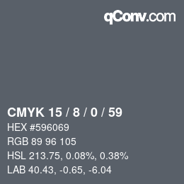 カラーコード: CMYK 15 / 8 / 0 / 59 | qconv.com