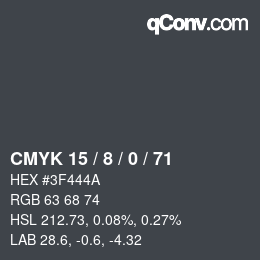 Color code: CMYK 15 / 8 / 0 / 71 | qconv.com