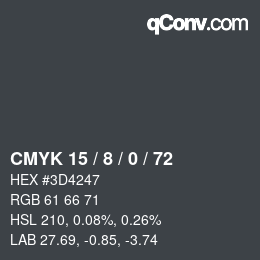 カラーコード: CMYK 15 / 8 / 0 / 72 | qconv.com