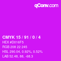 Color code: CMYK 15 / 91 / 0 / 4 | qconv.com