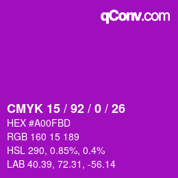 カラーコード: CMYK 15 / 92 / 0 / 26 | qconv.com