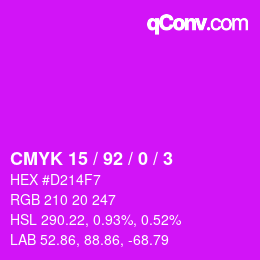 カラーコード: CMYK 15 / 92 / 0 / 3 | qconv.com