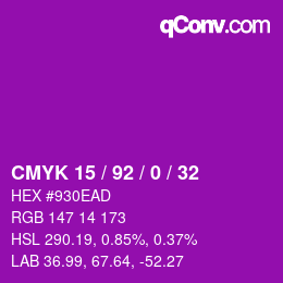 カラーコード: CMYK 15 / 92 / 0 / 32 | qconv.com