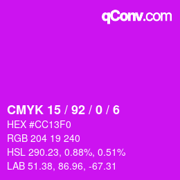 カラーコード: CMYK 15 / 92 / 0 / 6 | qconv.com