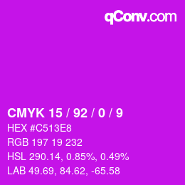 カラーコード: CMYK 15 / 92 / 0 / 9 | qconv.com