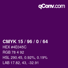 Color code: CMYK 15 / 96 / 0 / 64 | qconv.com