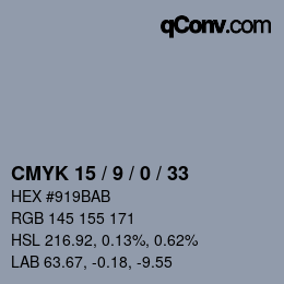 Color code: CMYK 15 / 9 / 0 / 33 | qconv.com