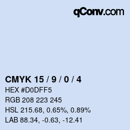 カラーコード: CMYK 15 / 9 / 0 / 4 | qconv.com