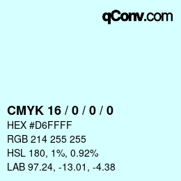 カラーコード: CMYK 16 / 0 / 0 / 0 | qconv.com