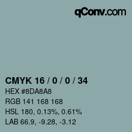 颜色代码: CMYK 16 / 0 / 0 / 34 | qconv.com