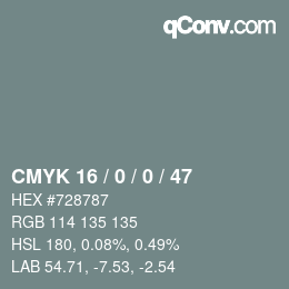 カラーコード: CMYK 16 / 0 / 0 / 47 | qconv.com