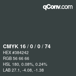 Farbcode: CMYK 16 / 0 / 0 / 74 | qconv.com