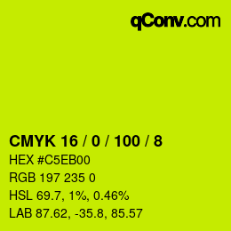 Color code: CMYK 16 / 0 / 100 / 8 | qconv.com