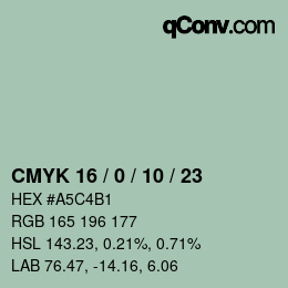 カラーコード: CMYK 16 / 0 / 10 / 23 | qconv.com