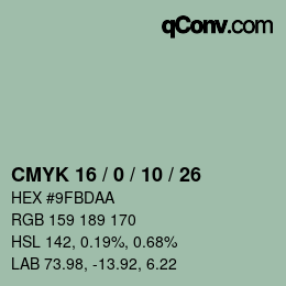 カラーコード: CMYK 16 / 0 / 10 / 26 | qconv.com