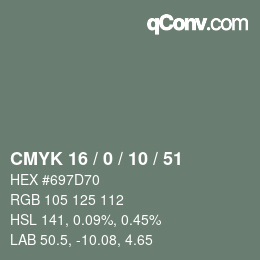 Color code: CMYK 16 / 0 / 10 / 51 | qconv.com