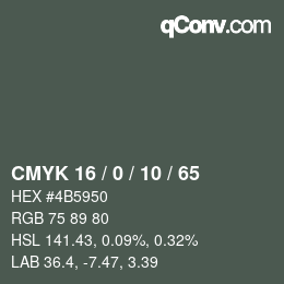颜色代码: CMYK 16 / 0 / 10 / 65 | qconv.com