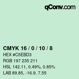 颜色代码: CMYK 16 / 0 / 10 / 8 | qconv.com
