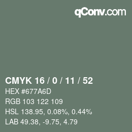 Código de color: CMYK 16 / 0 / 11 / 52 | qconv.com