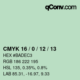 颜色代码: CMYK 16 / 0 / 12 / 13 | qconv.com