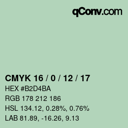 Color code: CMYK 16 / 0 / 12 / 17 | qconv.com