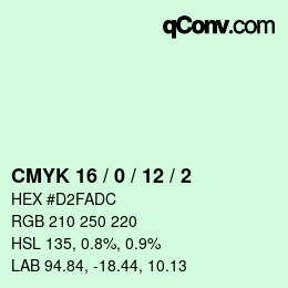 カラーコード: CMYK 16 / 0 / 12 / 2 | qconv.com