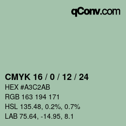カラーコード: CMYK 16 / 0 / 12 / 24 | qconv.com