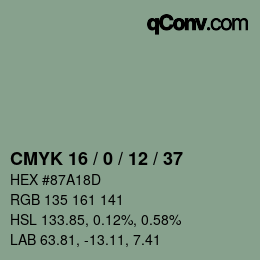 Código de color: CMYK 16 / 0 / 12 / 37 | qconv.com