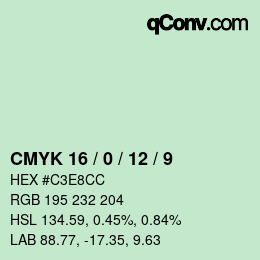カラーコード: CMYK 16 / 0 / 12 / 9 | qconv.com