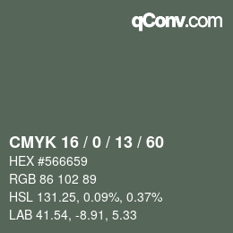 Color code: CMYK 16 / 0 / 13 / 60 | qconv.com