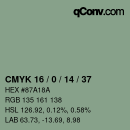Color code: CMYK 16 / 0 / 14 / 37 | qconv.com