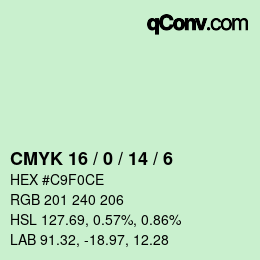 Color code: CMYK 16 / 0 / 14 / 6 | qconv.com