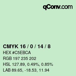 カラーコード: CMYK 16 / 0 / 14 / 8 | qconv.com