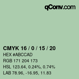 Code couleur: CMYK 16 / 0 / 15 / 20 | qconv.com