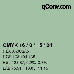 Color code: CMYK 16 / 0 / 15 / 24 | qconv.com