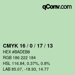 Farbcode: CMYK 16 / 0 / 17 / 13 | qconv.com