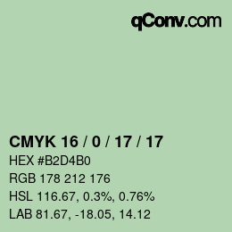 カラーコード: CMYK 16 / 0 / 17 / 17 | qconv.com
