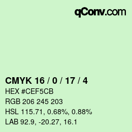 Color code: CMYK 16 / 0 / 17 / 4 | qconv.com