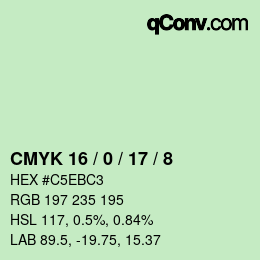 颜色代码: CMYK 16 / 0 / 17 / 8 | qconv.com