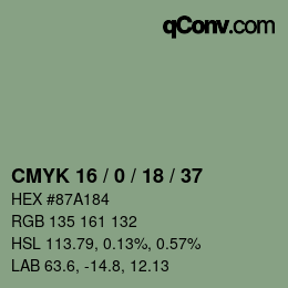 颜色代码: CMYK 16 / 0 / 18 / 37 | qconv.com