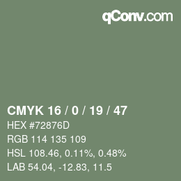 颜色代码: CMYK 16 / 0 / 19 / 47 | qconv.com