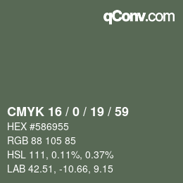 颜色代码: CMYK 16 / 0 / 19 / 59 | qconv.com