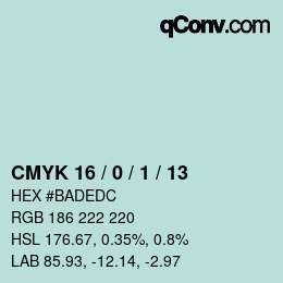 Color code: CMYK 16 / 0 / 1 / 13 | qconv.com