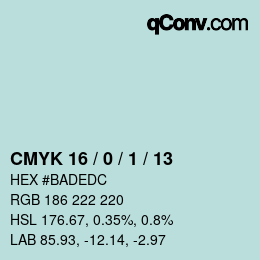 カラーコード: CMYK 16 / 0 / 1 / 13 | qconv.com