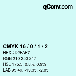 颜色代码: CMYK 16 / 0 / 1 / 2 | qconv.com