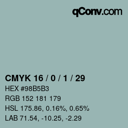 カラーコード: CMYK 16 / 0 / 1 / 29 | qconv.com