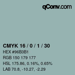 颜色代码: CMYK 16 / 0 / 1 / 30 | qconv.com