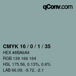 Color code: CMYK 16 / 0 / 1 / 35 | qconv.com