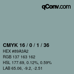 Color code: CMYK 16 / 0 / 1 / 36 | qconv.com